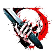 Hand of a maniac with a knife from a computer game Dead by Daylight tattoo design idea