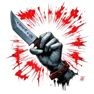 Hand of a maniac with a knife from a computer game Dead by Daylight tattoo design idea