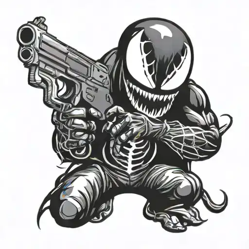 Venom with a gun tattoo design idea