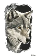 wolf space tattoo design idea