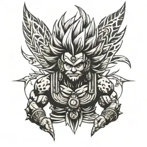 indian super saiyan tattoo design idea