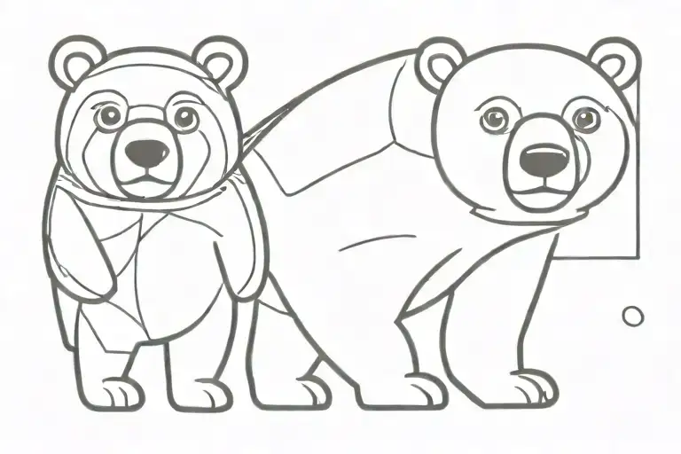bear walking with teddy bear in mouth and owl on back tattoo design idea