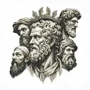 Aristotle, plato, and socrates tattoo design idea