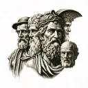 Aristotle, plato, and socrates tattoo design idea