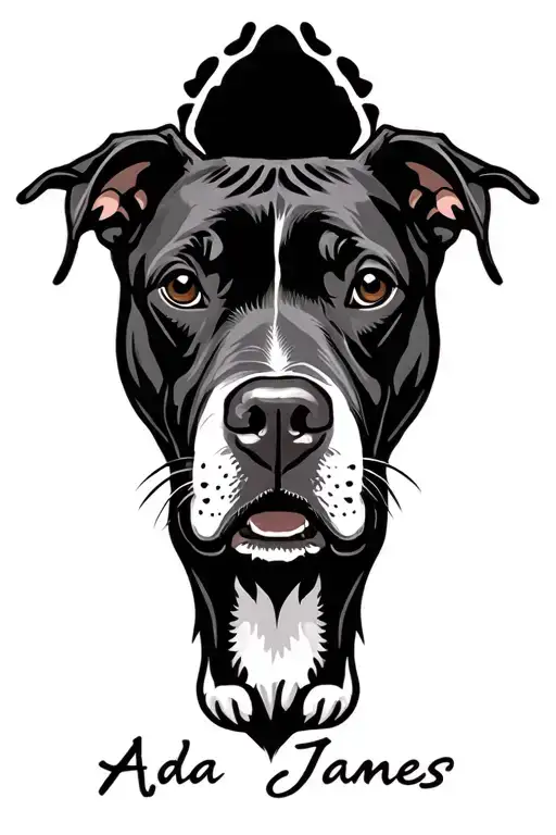 "Ada James" pitbull ears outline tattoo design idea