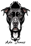 "Ada James" pitbull ears outline tattoo design idea