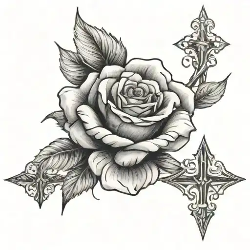 rose and cross tattoo tattoo design idea