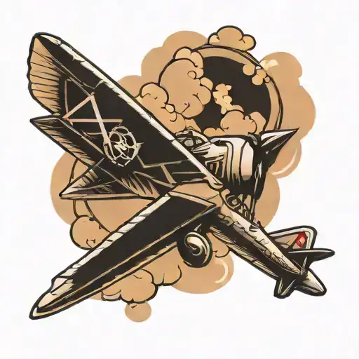 paper plane and military plane flying tattoo design idea