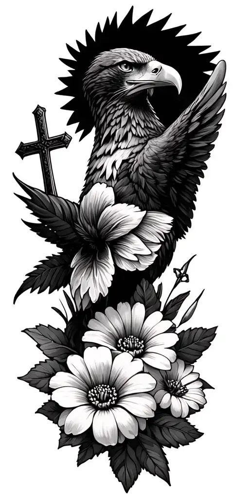 flowers , beach , shark tooth , cross , Jesus , Canada , navy , fsu , Eagle, cat ,  tattoo design idea
