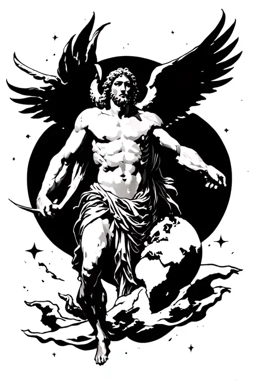 atlas god carrying the world tattoo design idea
