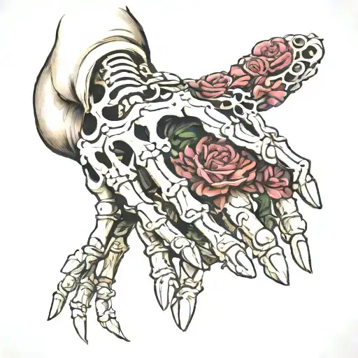 skeleton hand holding living hand tattoo design idea