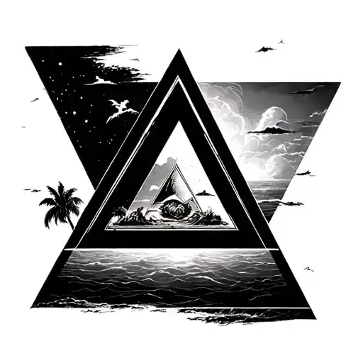 Bermuda Triangle prism tattoo design idea