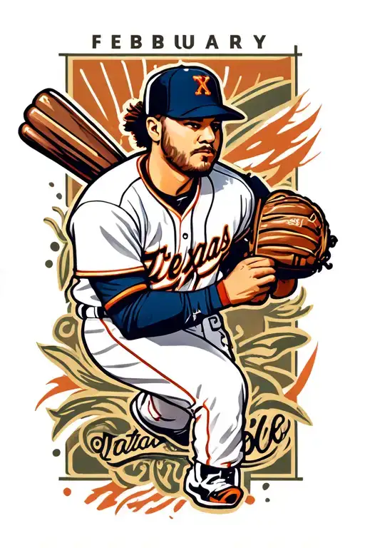 February Texas Baseball tattoo design idea