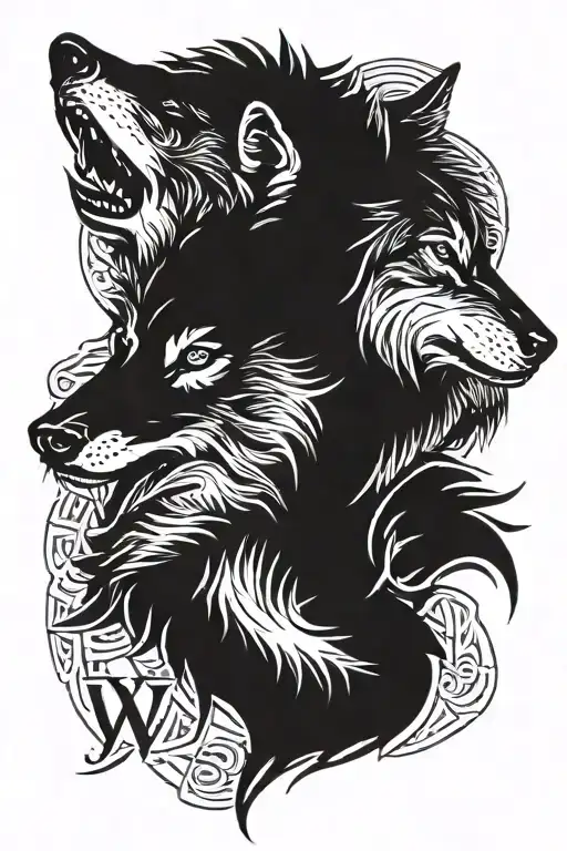 wolf Roman numerals tattoo design idea