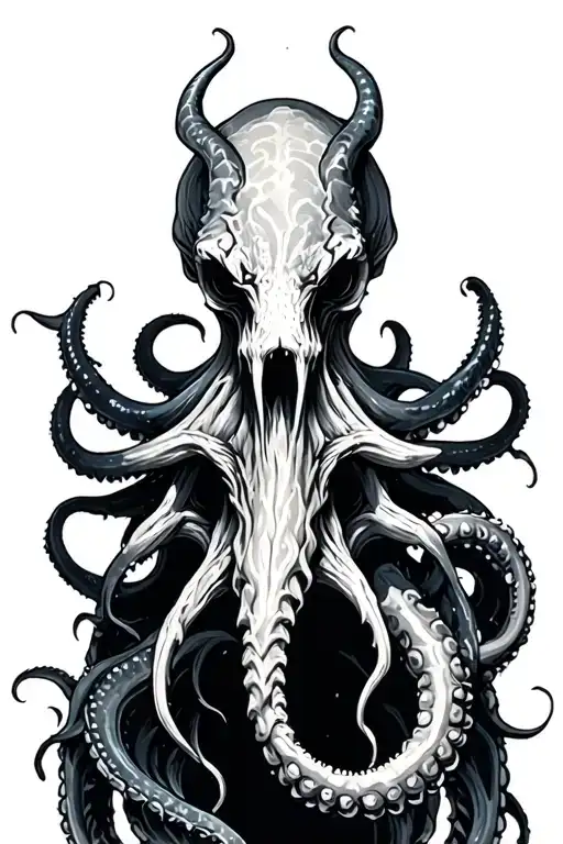 kraken black and grey tattoo design idea