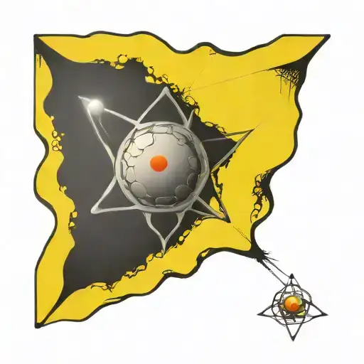 Atom with radiation symbol as the nucleus  tattoo design idea