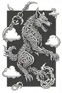 fenrir breaking its chain links tattoo design idea