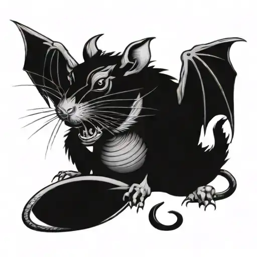 Rat and Dragon old school tattoo tattoo design idea