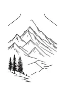 geometric outdoors mountains trees tattoo design idea