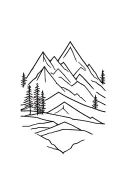 geometric outdoors mountains trees tattoo design idea