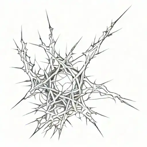 chaotic long sharp and jagged lines with thorns and needles in gothic and abstract tattoo design idea