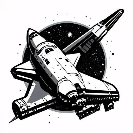 space shuttle in space themed tattoo tattoo design idea