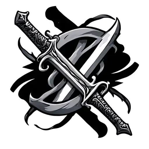 dual Sword crossing each other tattoo design idea