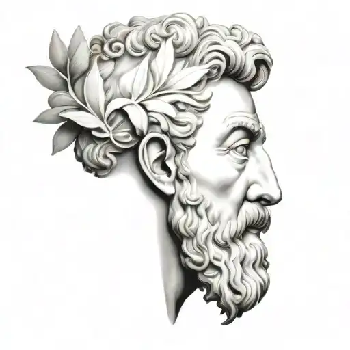 marcus aurelius with olive branch tattoo design idea