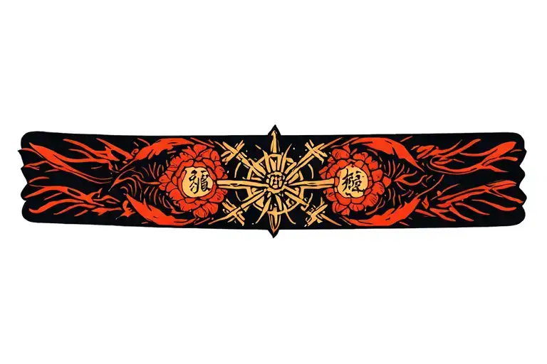 wrist band medieval, mystic, japanese, suprnatural, dark tattoo design idea