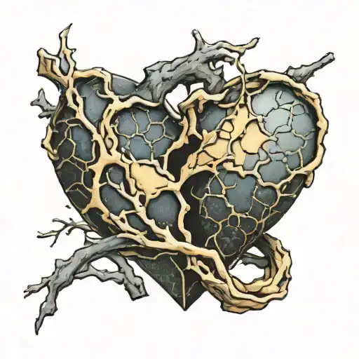 kintsugi heart tattoo design idea