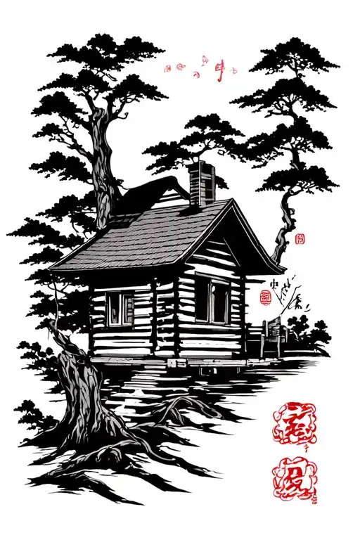 cabin tattoo tattoo design idea