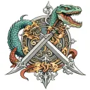 my initial 'TS' should be like swords and snake. 'T' as a Sword and 'S' as the snake around the sword. Sword Straight. tattoo design idea