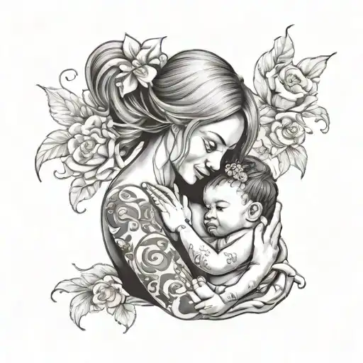 Baby girl with mother daughter tattoo tattoo design idea