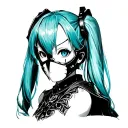 Hatsune Miku in the Iron Mask from the movie Saw movies tattoo design idea