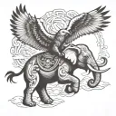 elephant and eagle soaring tattoo design idea