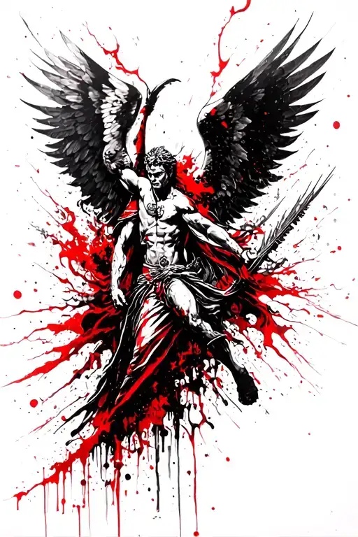 archangel michael killing lucifer tattoo design idea