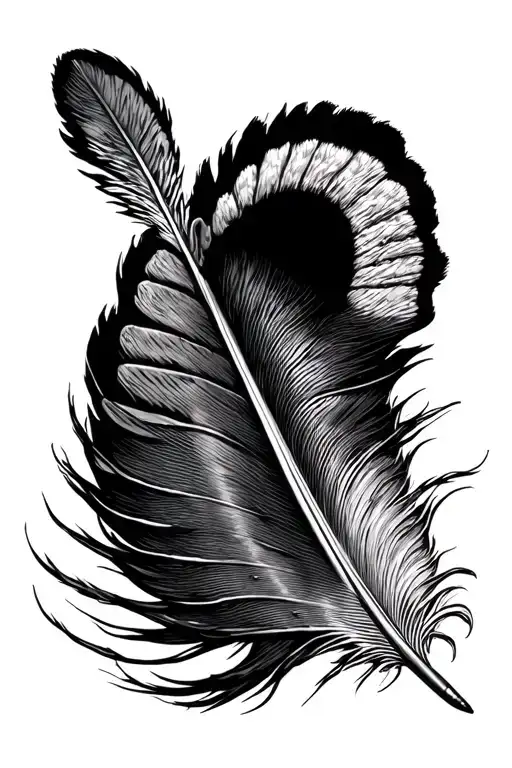 wild turkey feather quill pen writing tattoo design idea