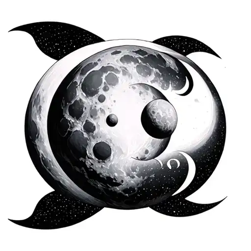 Lunar phases represented with Venus tattoo design idea