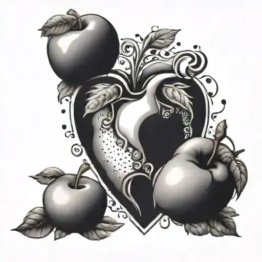 heart surrounded by apples  tattoo design idea