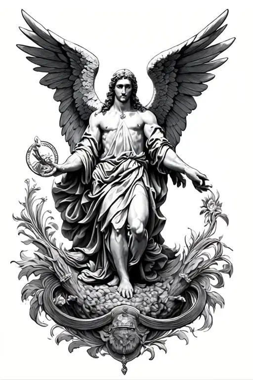 arch angel st micheal becoming one hand tattoo design idea