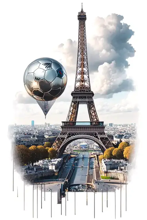 Champions League in Tour Eiffel Tower tattoo design idea