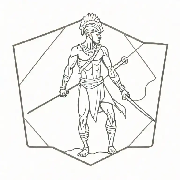African warrior tattoo design idea