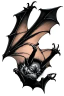 hanging upside bat tattoo design idea