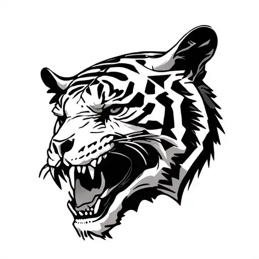 biomechanical Tiger skull tattoo design idea