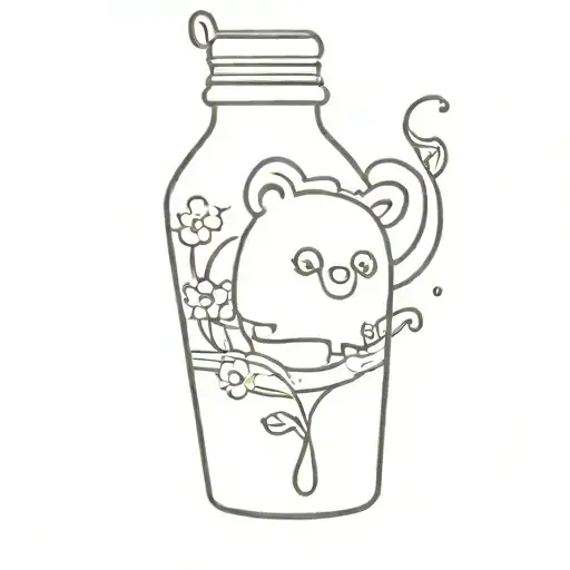 milk bottle cartoon tattoo design idea