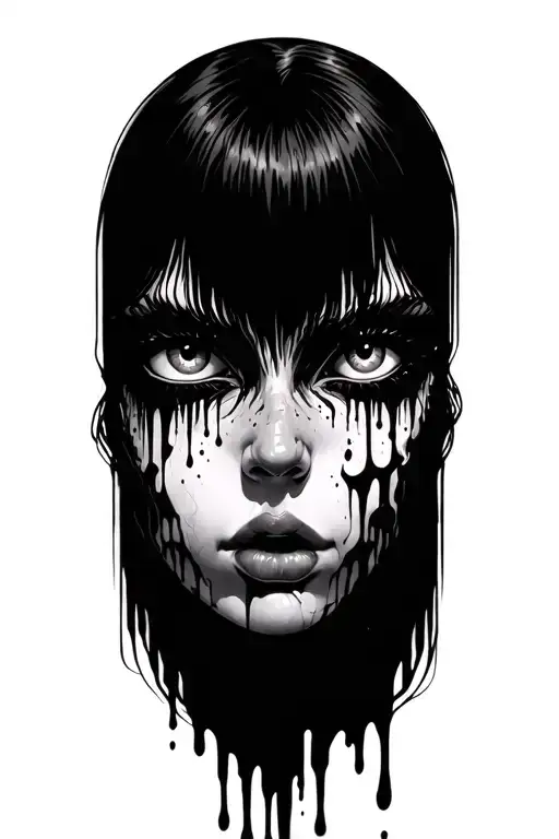 bleeding eyes surrounded by darkness tattoo design idea