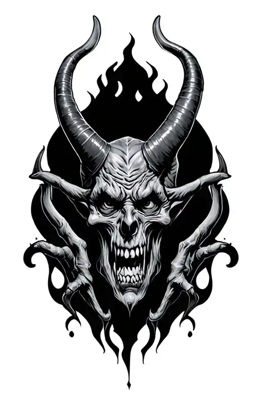 satan hell alcohol tattoo design idea