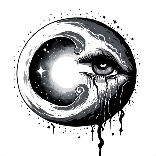 Crying Moon tattoo design idea