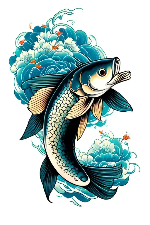Ichthys Jesus fish full arm sleeve tattoo design idea