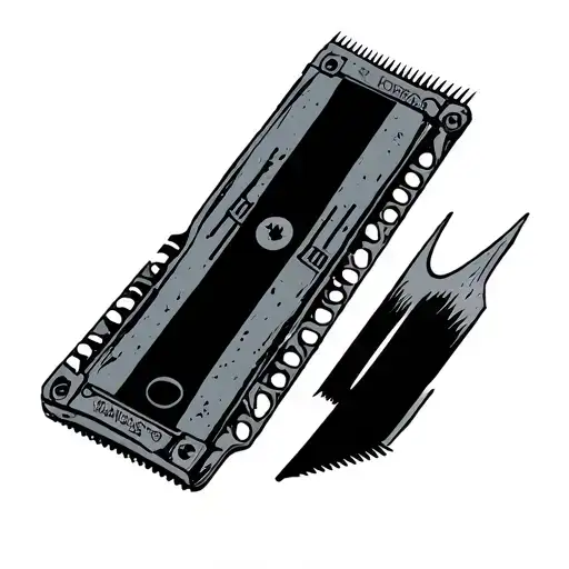 walking razor blade tattoo design idea